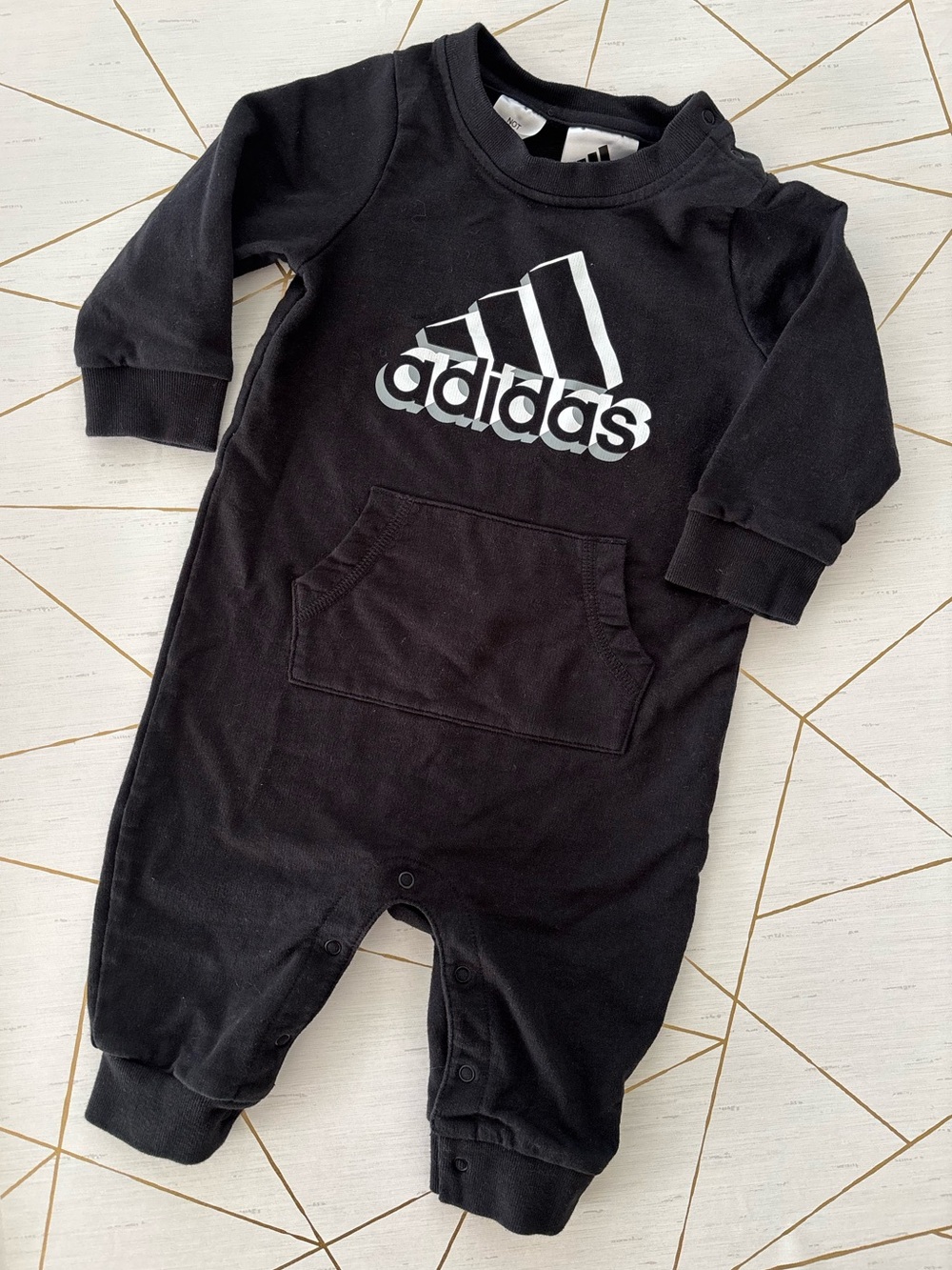 adidas Black and White Baby One-Piece Bodysuit